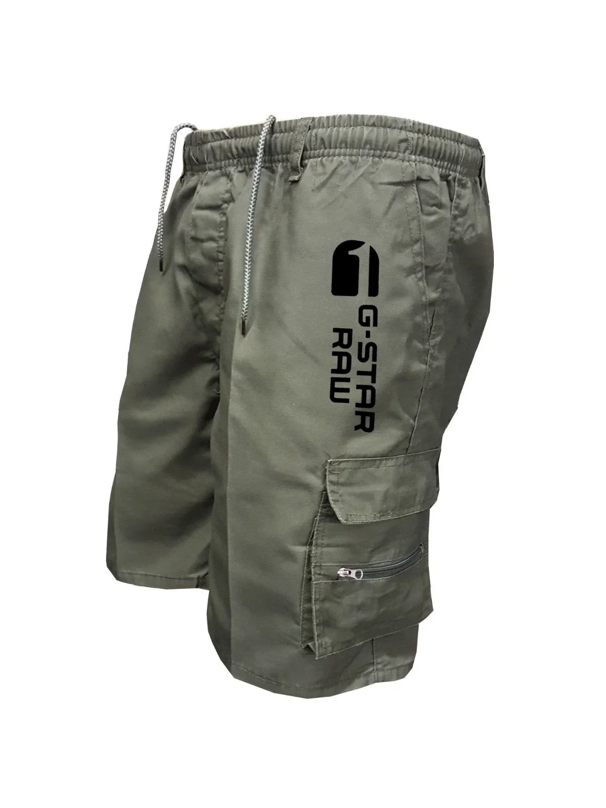 AliExpress 2025 outdoor shorts, men's long pants, lace-up, bicycle, multi-pocket, loose work shorts, beach sports pants, printed shorts