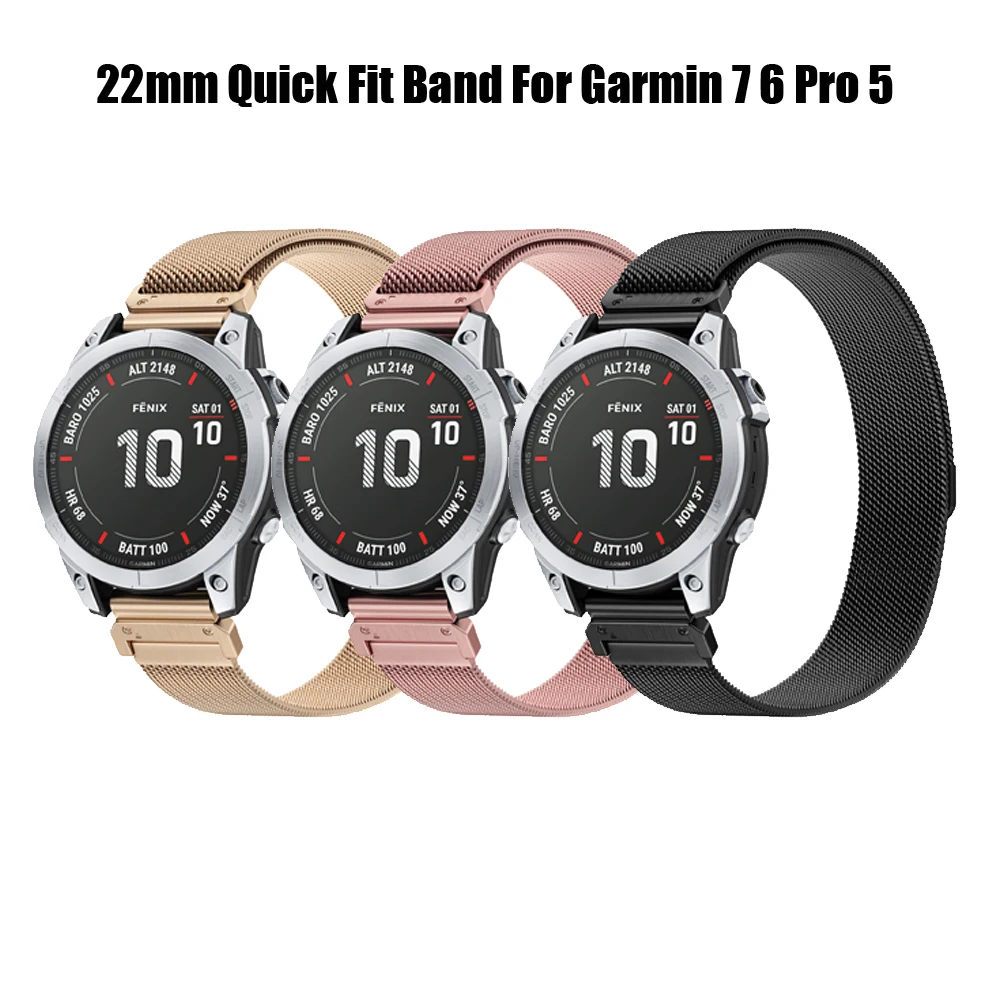 22mm Quick Fit Metal Magnetic Strap For Garmin Fenix 7 6 Pro 5 Plus/Approach S62 S60/Forerunner 935 745 945/instinct Watchband