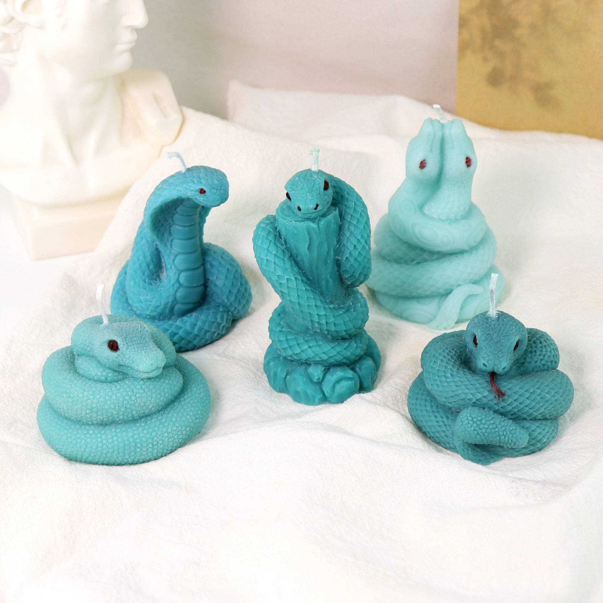 Molde de vela de silicona de serpiente 3D, simulación DIY, vela de serpiente enrollada, molde para hacer yeso, vela artesanal, regalo, regalos de decoración del hogar