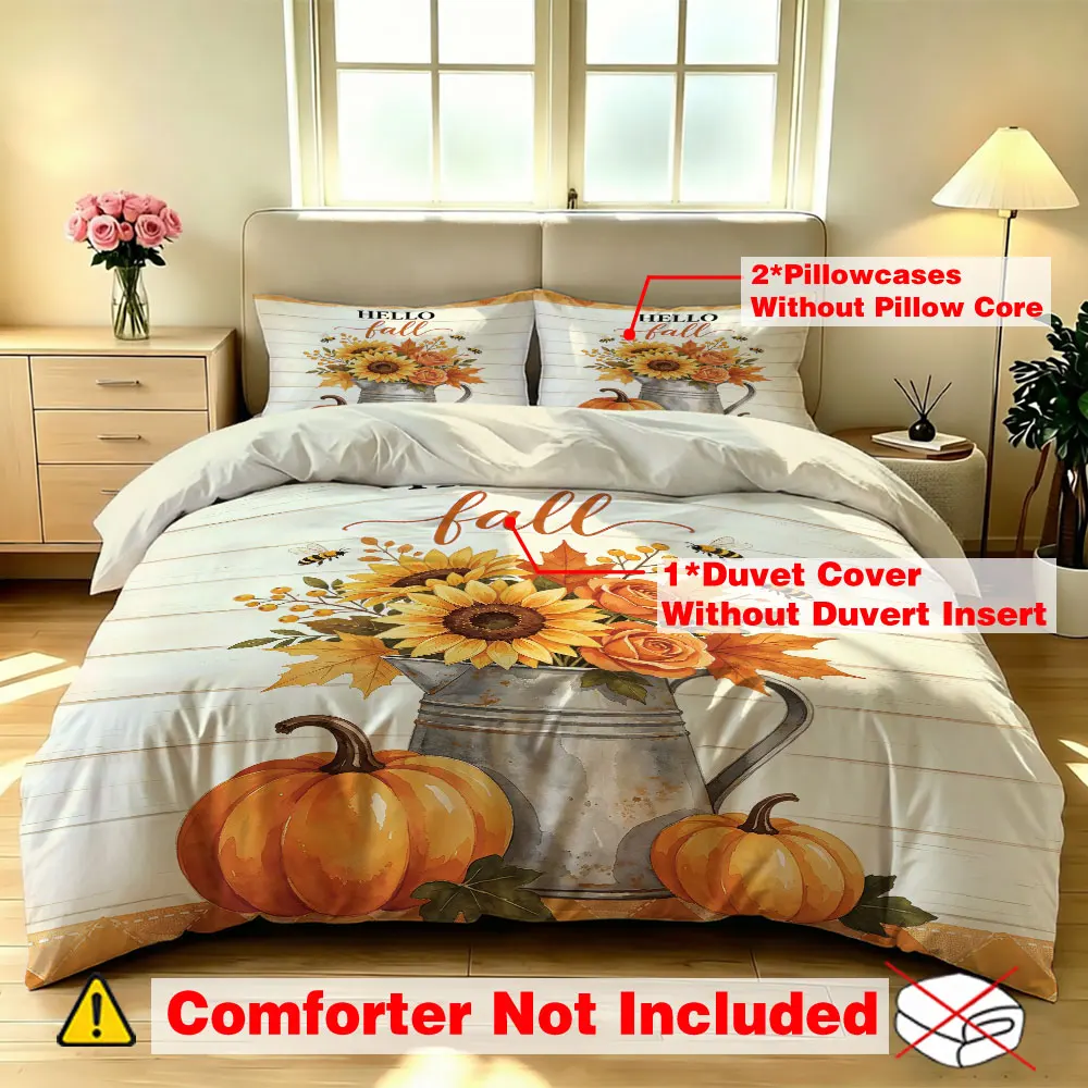 3pcs 90g polyester sunflower rose pumpkin bouquets HELLO autumn decorative paintings soft home decoration