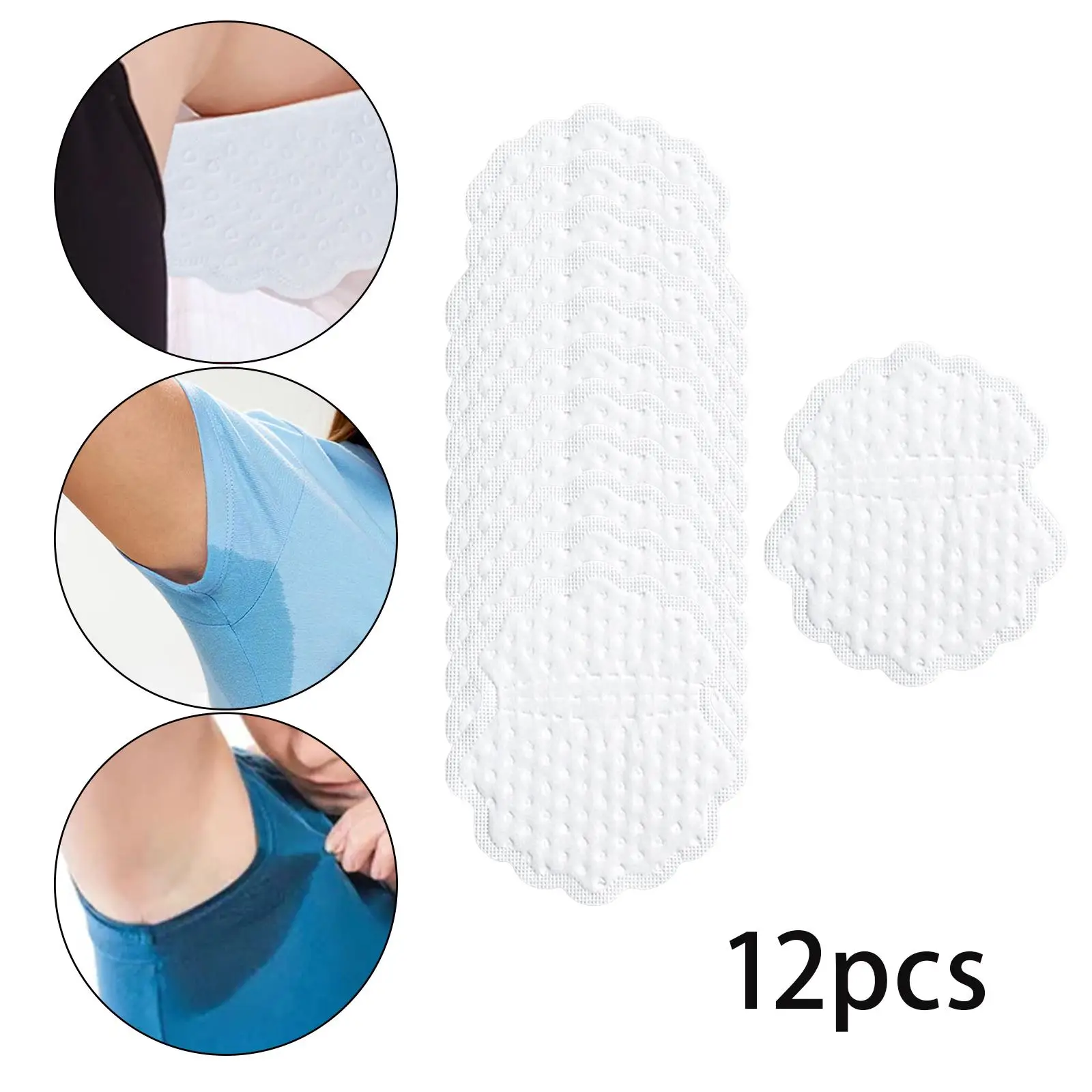 

12Pcs Disposable Underarm Sweat Pads Comfortable Armpit Sweat Pads for Sweating People Dress