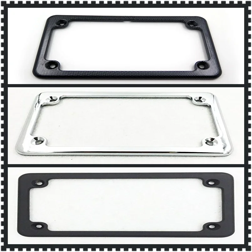 

Motorcycel Parts Black Motorcycle License Plate Frame for 7" X 4" Motorcycle Plates Black Frame Chrome