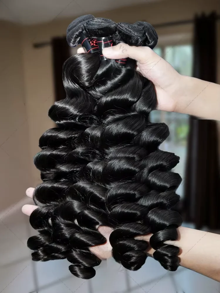 

Mossily Loose Wave Human Hair Bundle Malaysia Curly 3/4 Bundles Raw Unprocessed Hair Extensions Natural Wave Double Wholesale