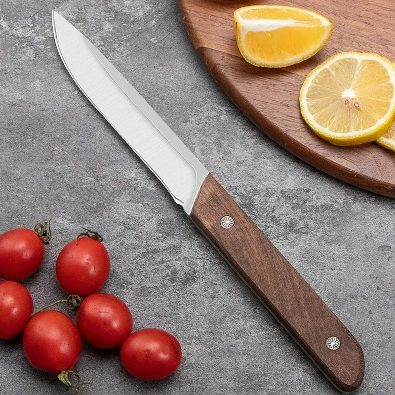 5Cr15 Stainless Steel Kitchen Knife Meat Cleaver Cutting Fruit Butcher Knives Wooden Handle Handmade Boning Knife with Cover