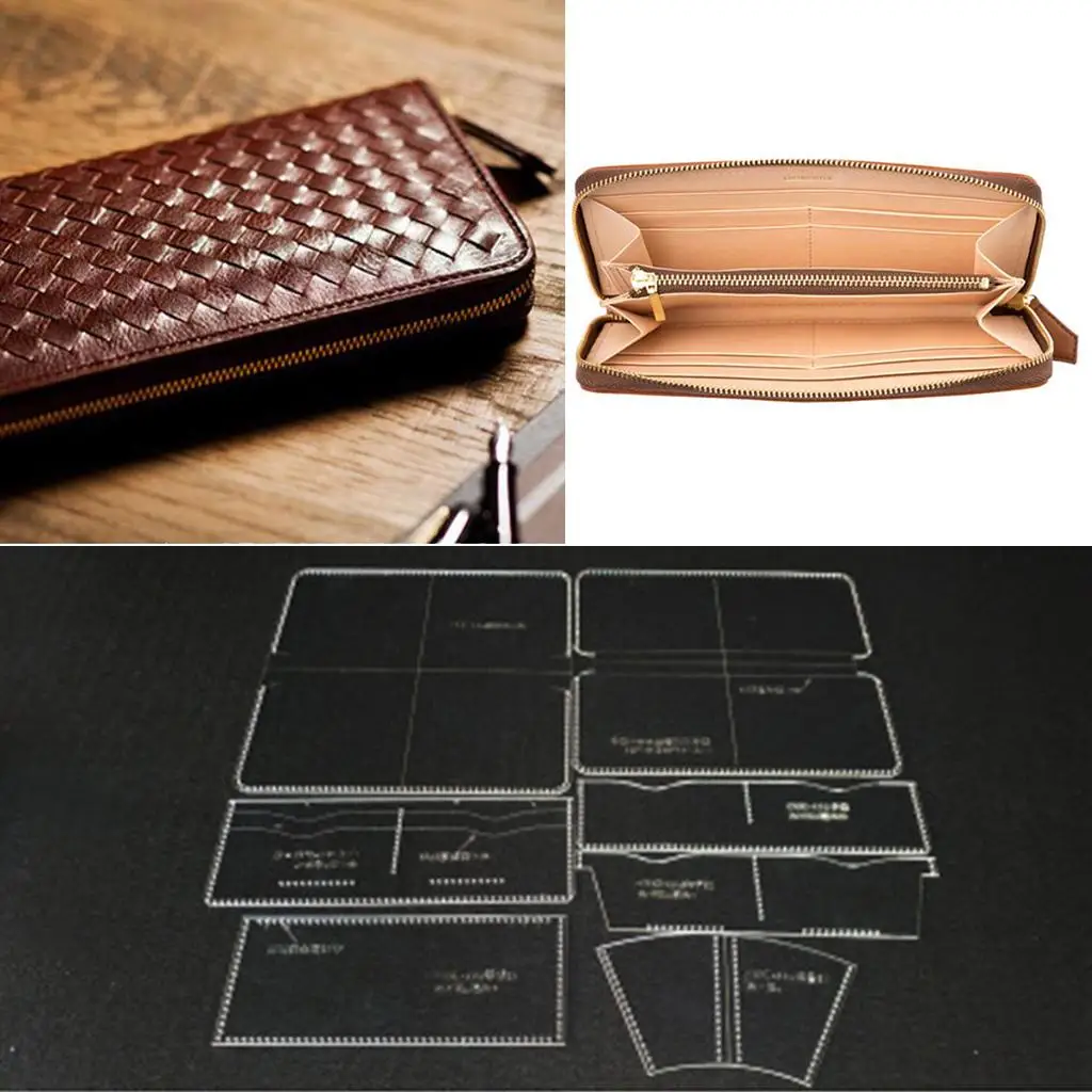 7Pcs DIY Acrylic Leather Templates Handmade Unisex Zipper Purse Stencils