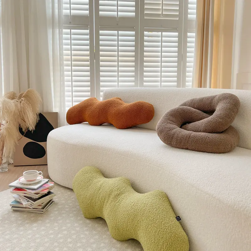 

INS Nordic Teddy Fleece Cushion Cute Cartoon Shape Comfort Pillow Children's Room Decoration Home Baby Nursery Decor Cushion