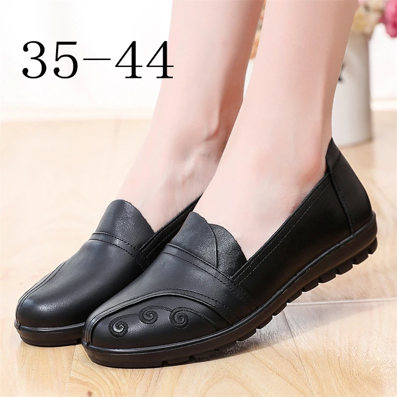 

elderly mother shoes spring and autumn genuine leather non-slip leather shoes women's flat soft bottom single shoes women's shoe