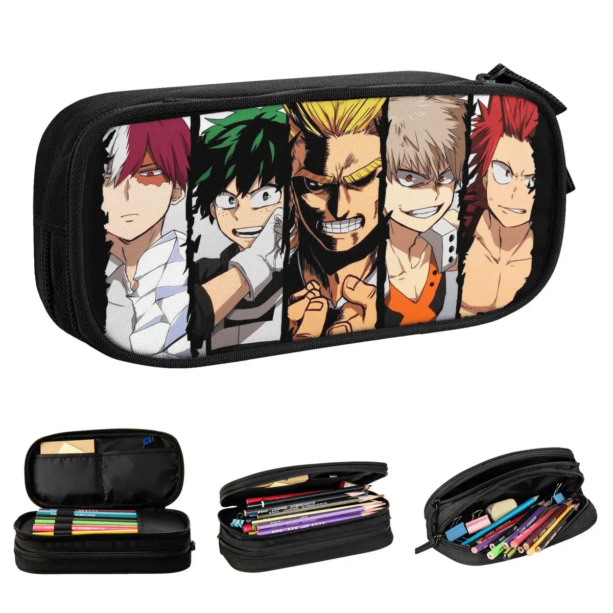

My Hero Academia Collage Pencil Case Academy Anime Pencil Box Pen for Girl Boy Big Capacity Bag School Supplies Stationery