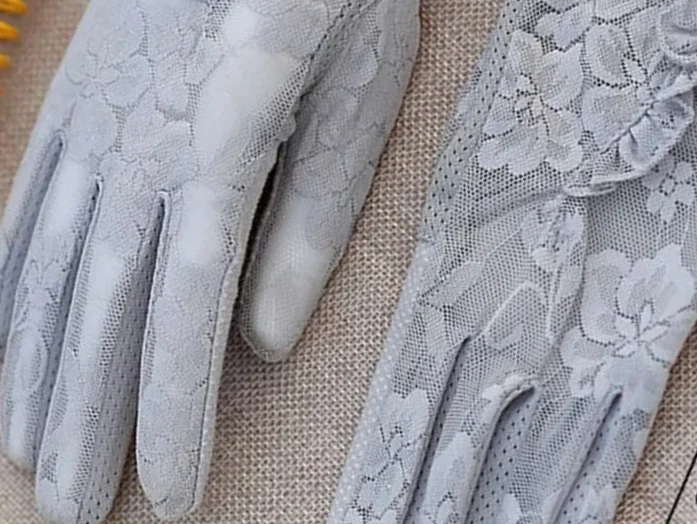 

Anti-Ultravi Women Sexy Lace Flower Ruffle Touch Screen Sunscreen Gloves Breathable Transparent Gloves