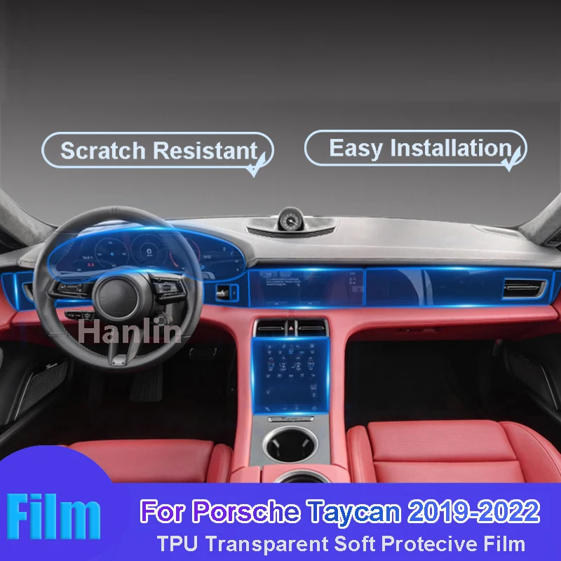 

For Porsche Taycan (2019-2022) Car Interior Center Console Transparent TPU Protective Anti-scratch Repair Film Car Sticker