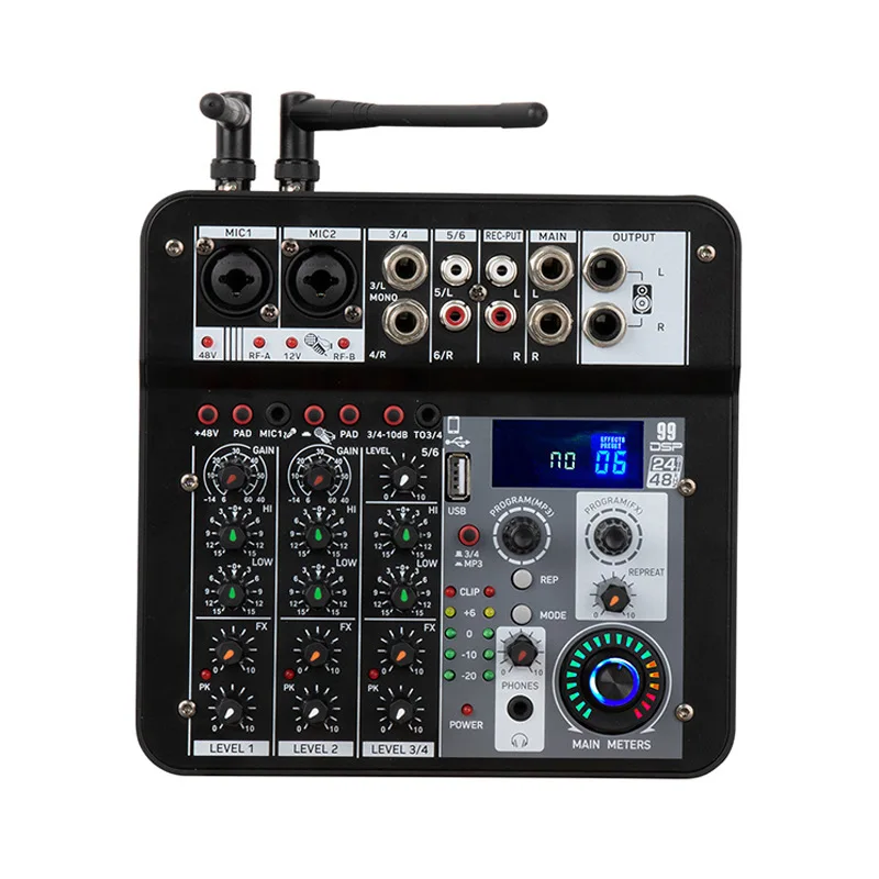 DJ Audio Mixer Console com microfone sem fio, desempenho de gravação do YouTube, palestra, ML-4U, 10 horas, USB