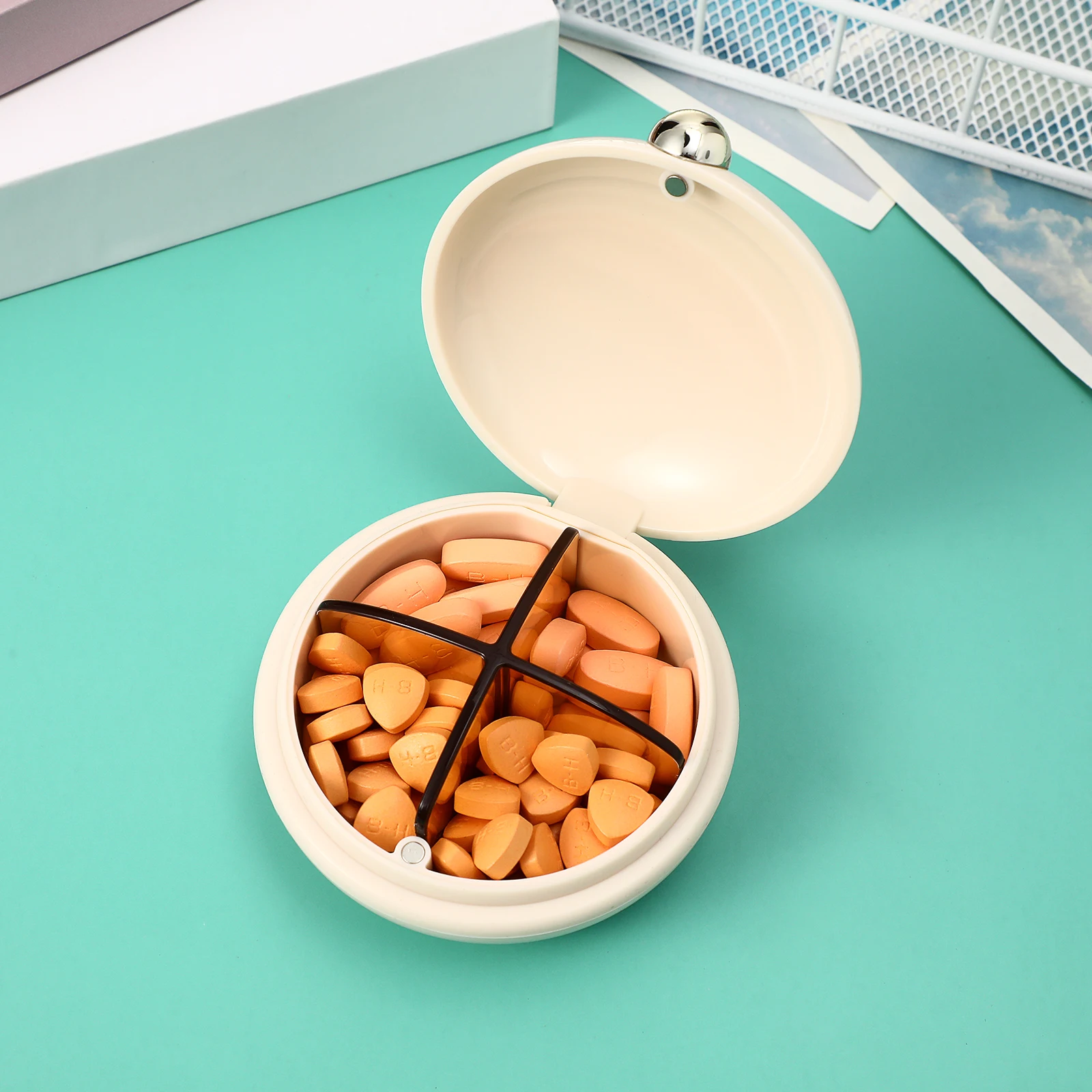 

Герметичная упаковочная коробка для таблеток, 1, круглый контейнер для ганайзера, маленькие медицинские дорожные аксессуары, чехол для хранения планшетов, портативный