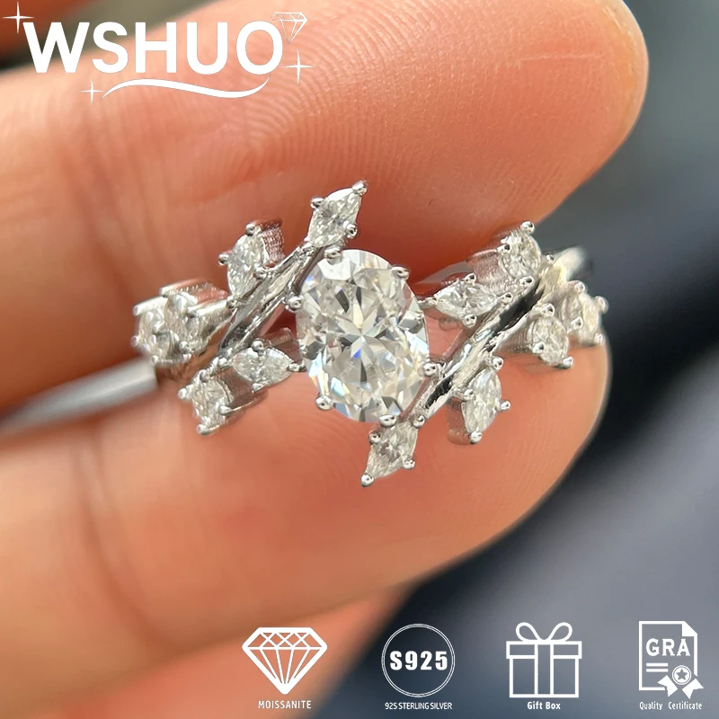 

Кольца с овальным муассанитом 5*7 мм для женщин, из стерлингового серебра S925, роскошное обручальное кольцо с бриллиантом, ювелирное изделие с сертификатом