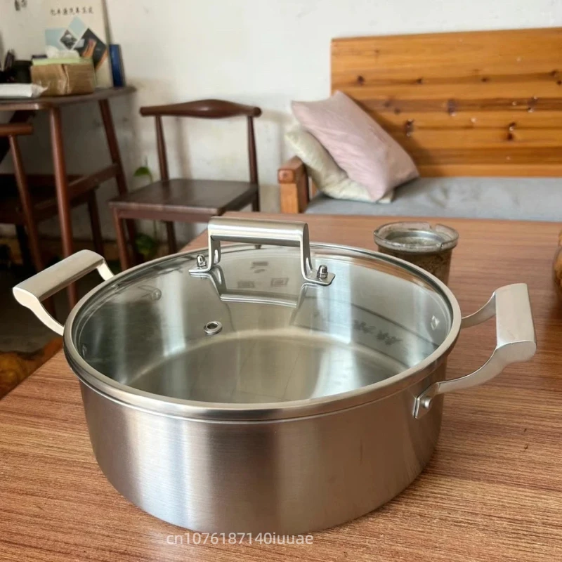 

Горячая кастрюля из нержавеющей стали 304, европейский стиль, прозрачная кастрюля для супа с двойным ухом, кастрюля для супа с двойным ухом, коммерческая раковина для горячего горшка