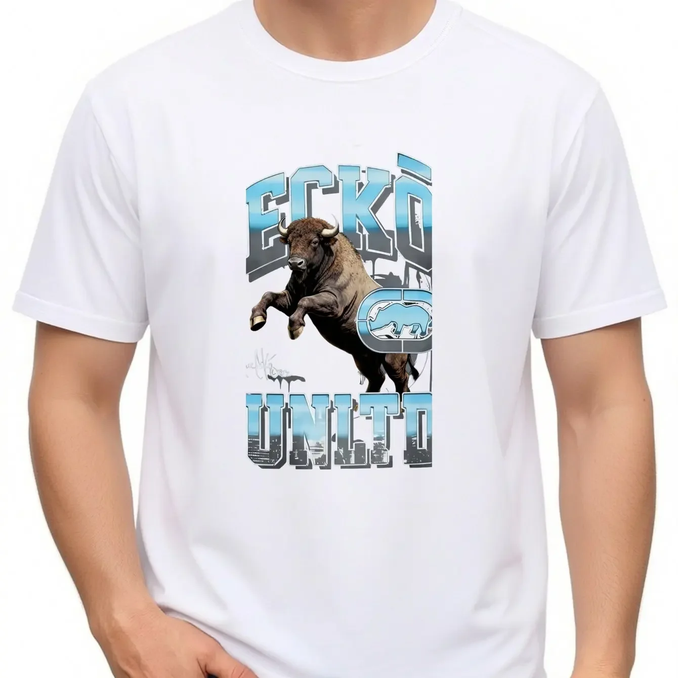 Ecko United Bull Logo Printed Pattern 100% T-Shirt Men's Casual Short Sleeve Printed Tee Perfect for Summer Street Wear