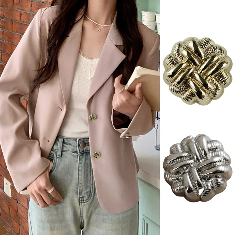 Fashionable Fried Dough Metal Button Overcoat, Fried Dough, Twists Ball, Wool Overcoat, Clothing Decoration, 10 PCs, 18mm, 23mm