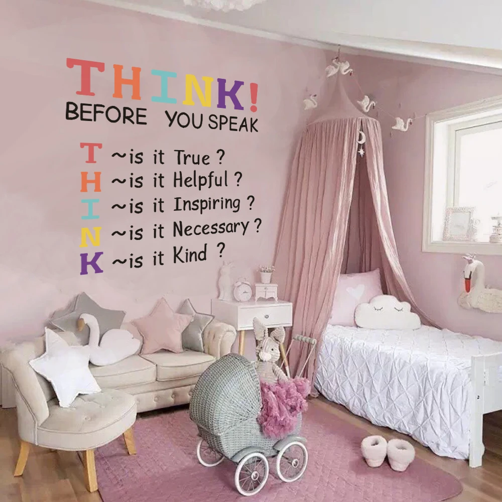 1pc Sign Language  Think Wall Stickers Office Classroom Think Before Talking Inspiral Wall Decals School Kids Room Home Decor