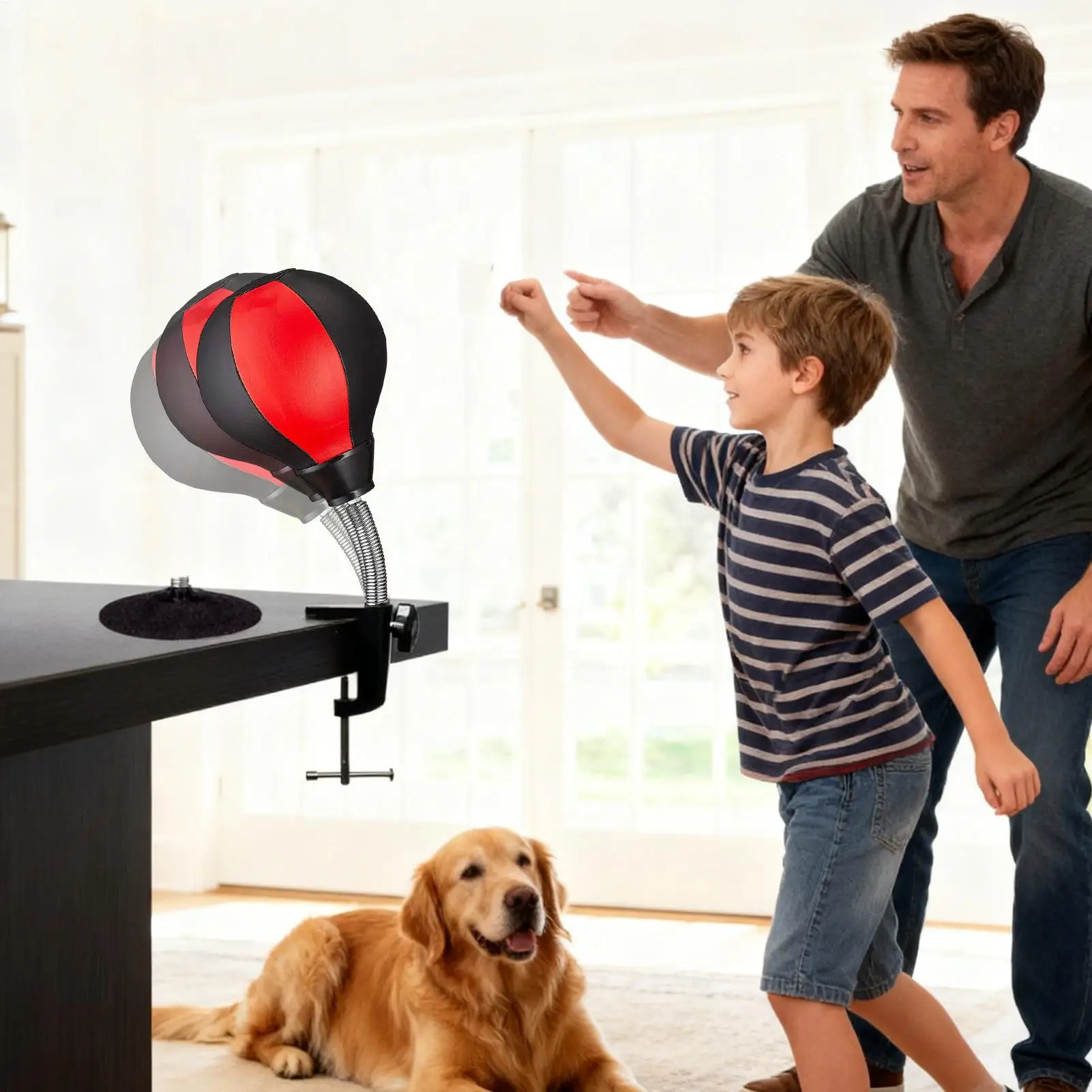 Desktop Punching Bag Desk Boxing Bag with Suction Cup Stress Relief Tabletop Punching Bag with Inflator Fun Punch Rage Bag Table
