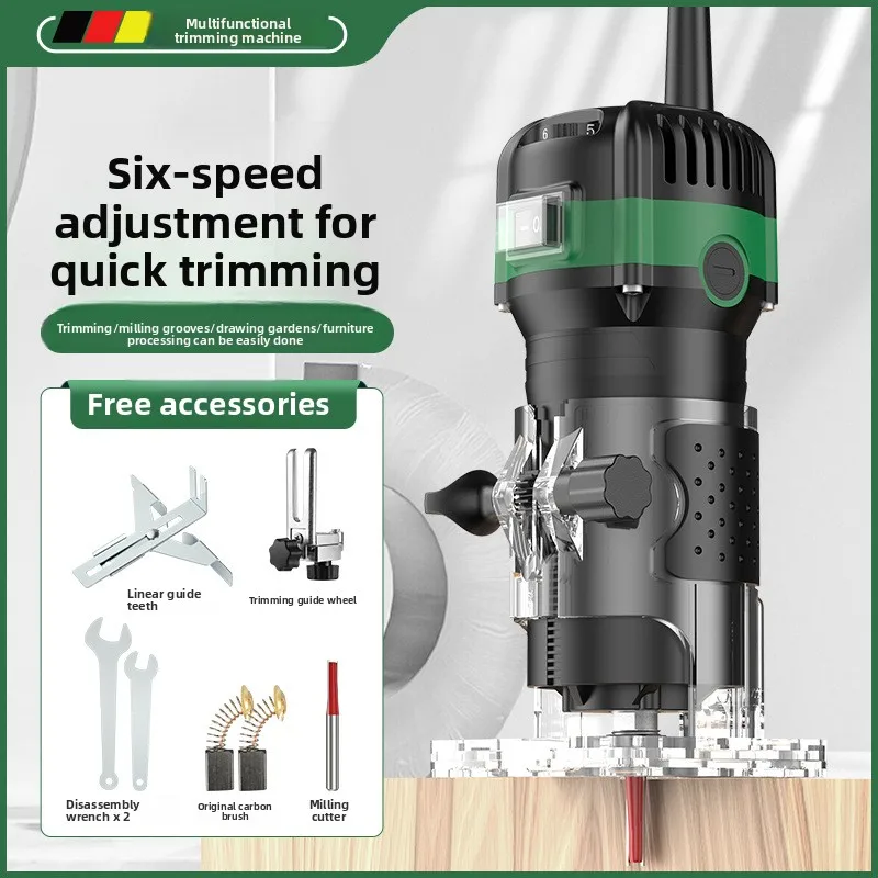6.35mm Collet Electric Wood Trim Router, Woodworking Edge Trimmer, Grooving & Engraving Milling Machine