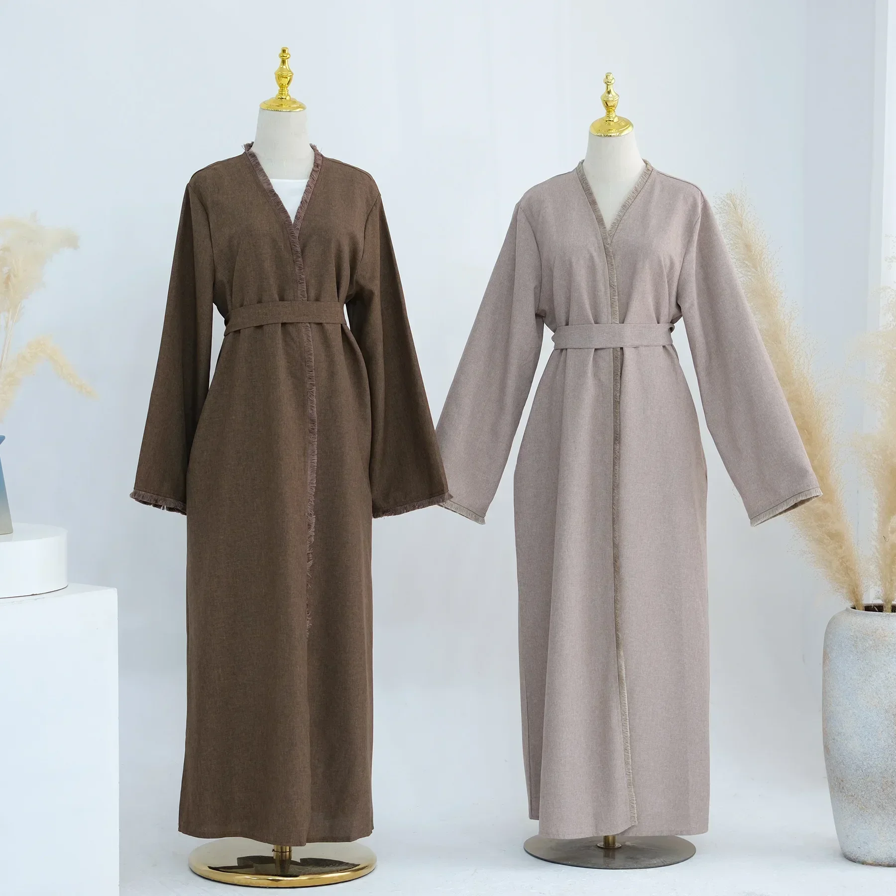 

Ramadan Muslim kaftan Abayas Women Dress Tassel Open Kimono Long Coat Modest Islam Clothing Dubai Saudi Robe Turkish Vestidos