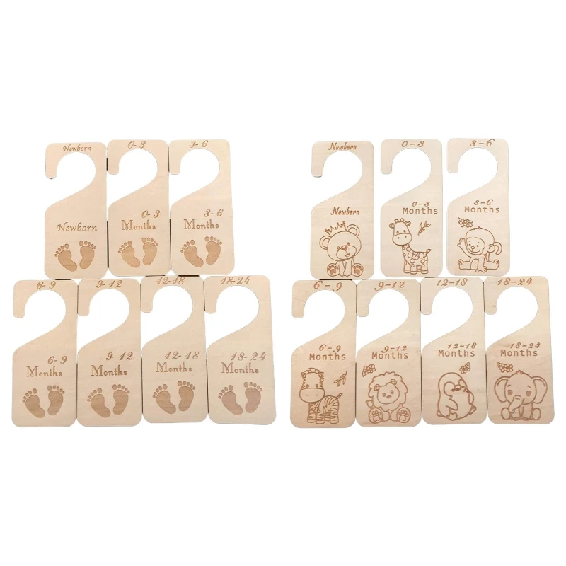 7 Pcs Baby Closet Size Dividers Wooden Baby Closet Organizers from Newborn Infant to 24 Months for Home Nursery Baby