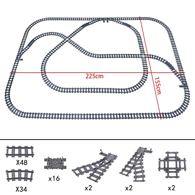 City High-tech Trains Flexible Tracks Forked Straight Curved Rails Crossing Switch Building Block Bricks Creative Toys for kids