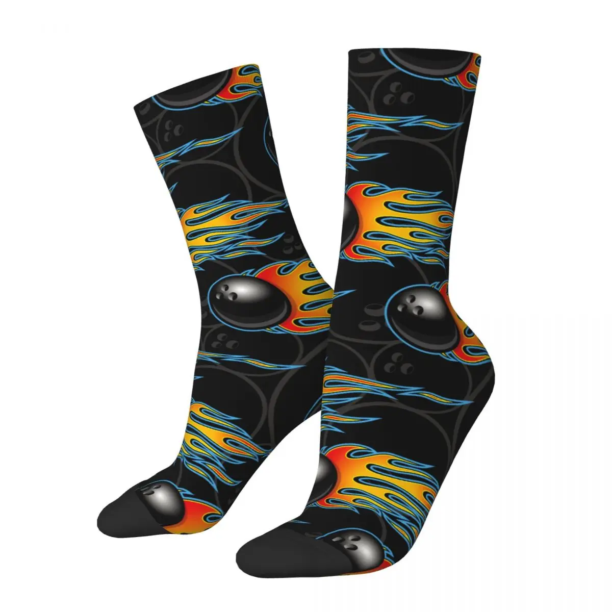 Cool Unisex Bowling Balls With Hotrod Flames Design Socks Accessories Soccer Socks Comfortable Wonderful Gifts