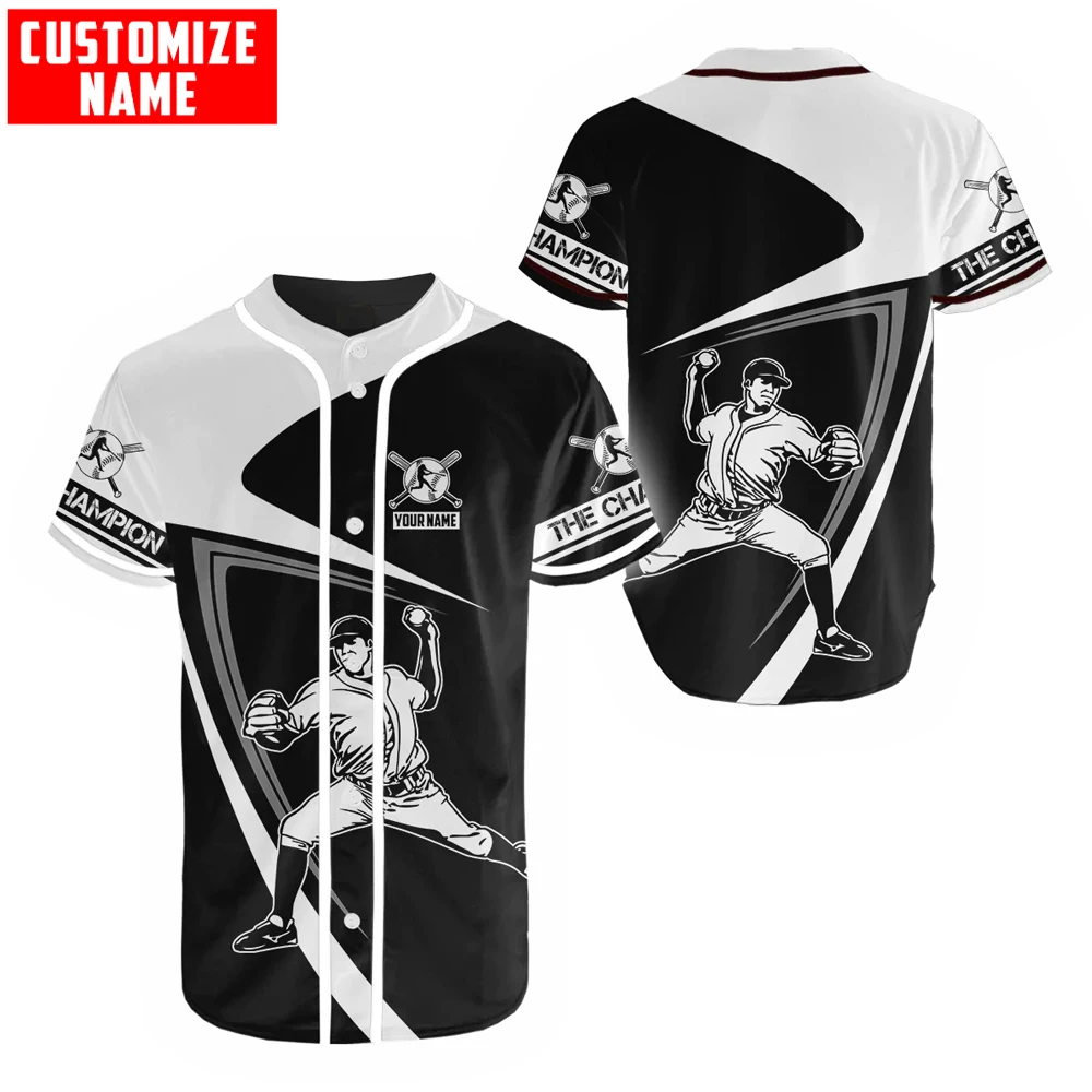 PLstar Cosmos campeón nombre personalizado 3D impreso camisa de béisbol de los hombres verano Casual béisbol Jersey Unisex hip hop Tops BQS-01