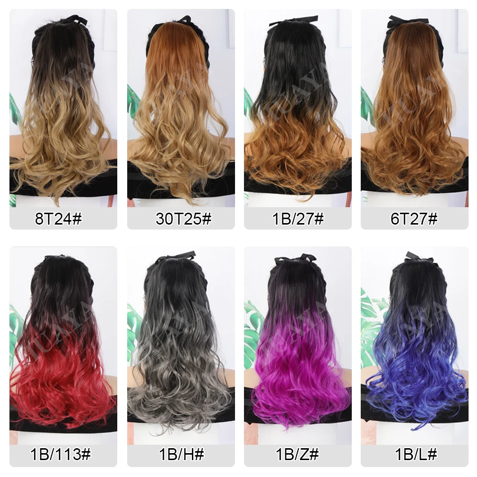 Synthetic Long Straight Hair Ponytail Hairpiece Extensions Ombre Drawstring Fake Hair Ponytail Heat Resistant Fiber