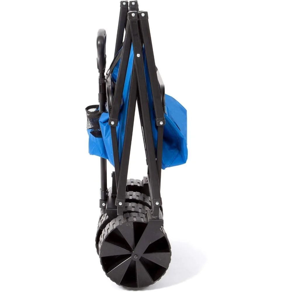 Heavy Duty 150 Pound Capacity Collapsible Folding Outdoor Utility Cart Wagon with All Terrain Plastic Tires for Portable Use