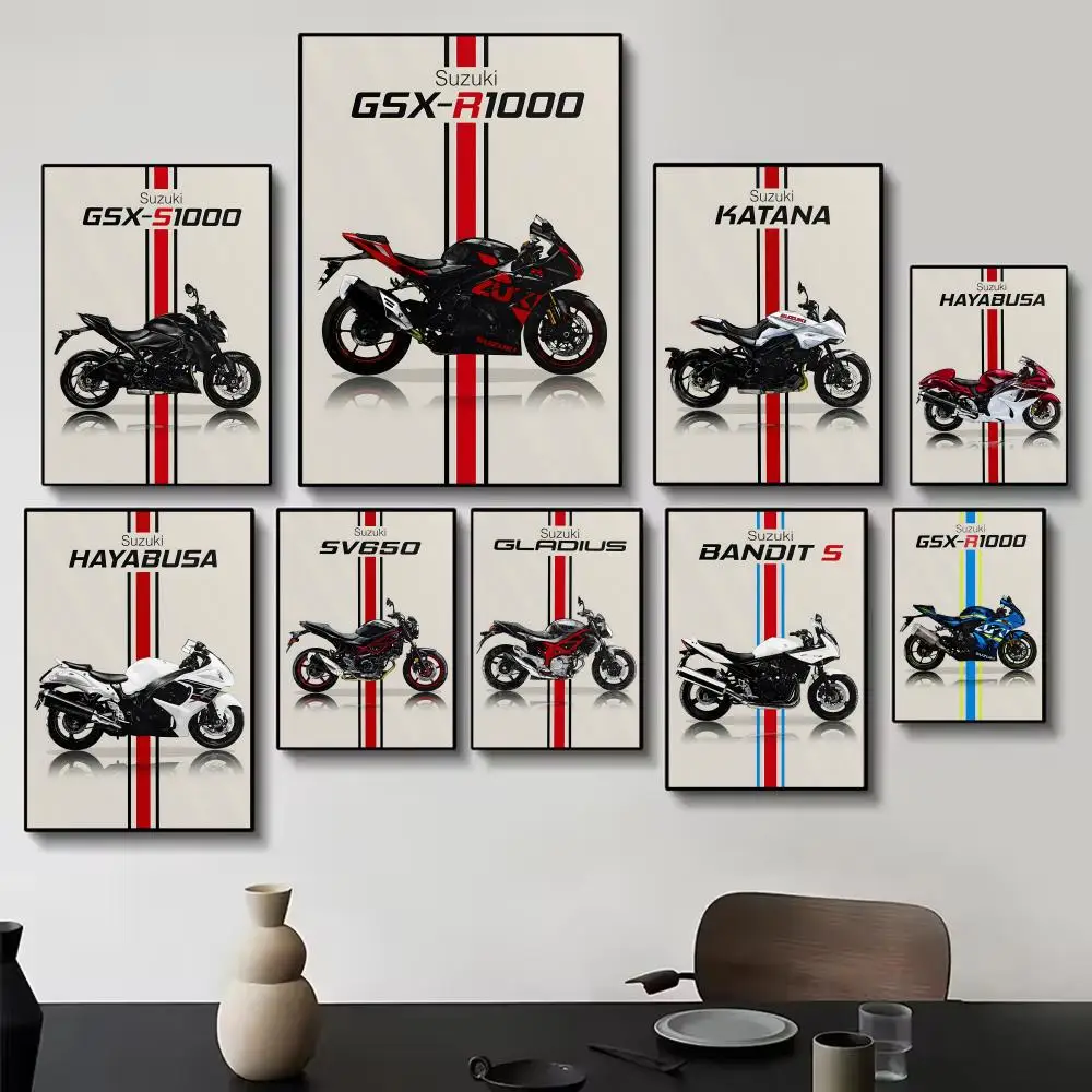 S-SUZUKIS M-Motorcycle Of GSX 1000 Poster Poster Painting Wall Art for Living Room Home Gifts Decor Mural