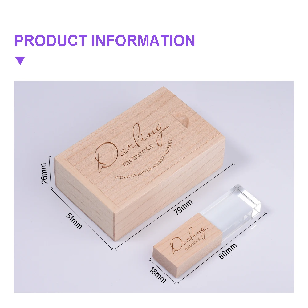 Fashion Crystal USB Flash Drive 128GB with Wooden Box Memory Stick 64GB Free Custom Logo Pendrive 32GB U Disk 16GB Creative Gift