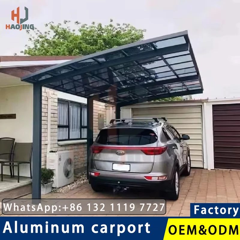 في الهواء الطلق عالية الجودة شرفة معدنية مرآب الألومنيوم المظلة 3x6 البولي ل 2 مواقف السيارات حماية حديقة فيلا المرآب #1