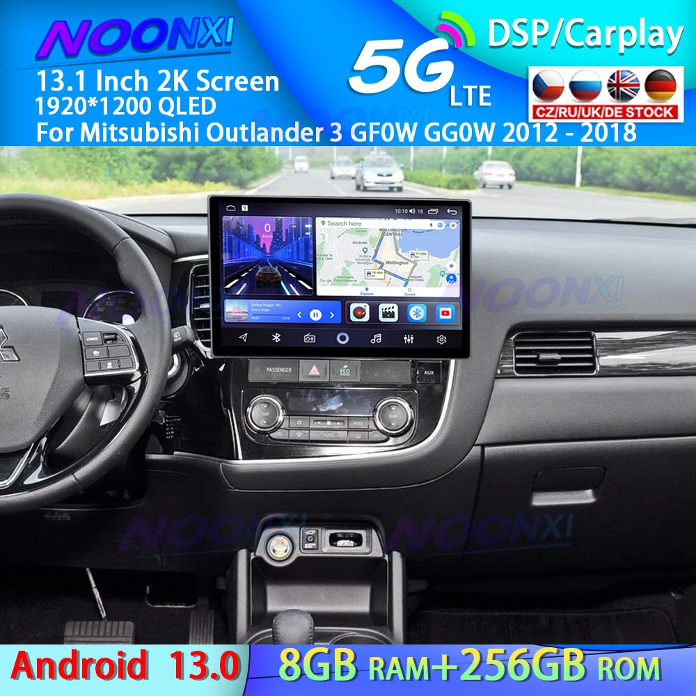For Mitsubishi Outlander 3 GF0W GG0W 2012 - 2018 QLED 2K Screen Android 13 Car Radio Multimedia Player GPS Navigation Autoradio