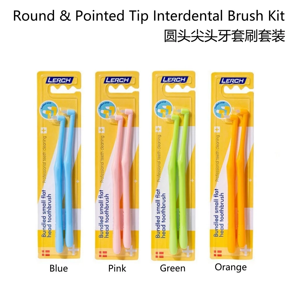 DZK 1Pack Round&Pointed Tip Teeth Cleaning Toothbrush Interdental Brush Adult Oral Care Tools Deep Oral Cleaning