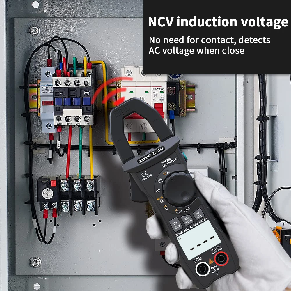 ZOYI-Pince ampèremétrique numérique intelligente, courant True RMS, ampèremètre automatique, multimètre DC AC, tension Hz, Ohm, testeur NCV, 600A,