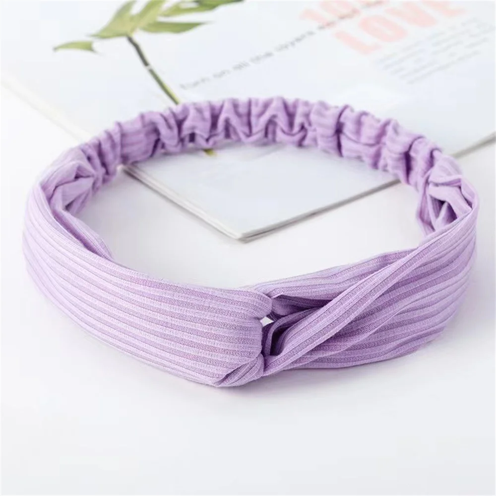 Women Headband Bohemian Elastic Hair Bands Soft Solid Color Girls Hairband Hair Accessories Twisted Knotted Headwrap