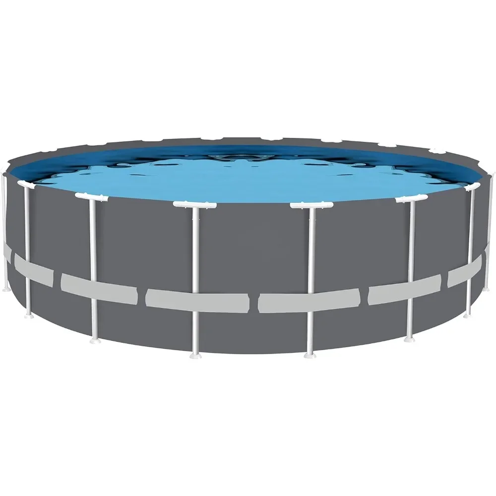 18 Ft X 52 in Frame Above Ground Swimming Pool Set Includes 1545 GPH Filter Pump, Cover, Ladder, Maintenance Kit, Grey, Round