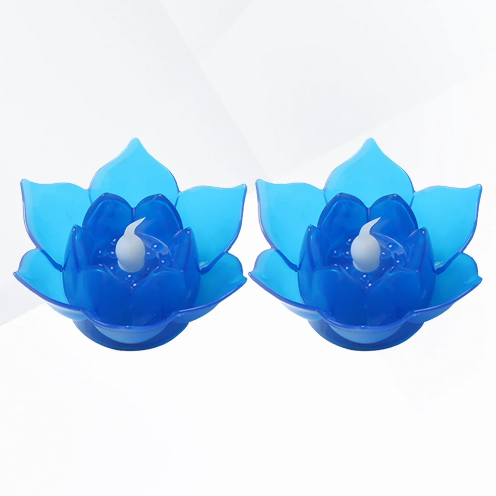 2 Pcs Lamp Flameless Light Artificial Water Flowers with Lights Lotus Lantern