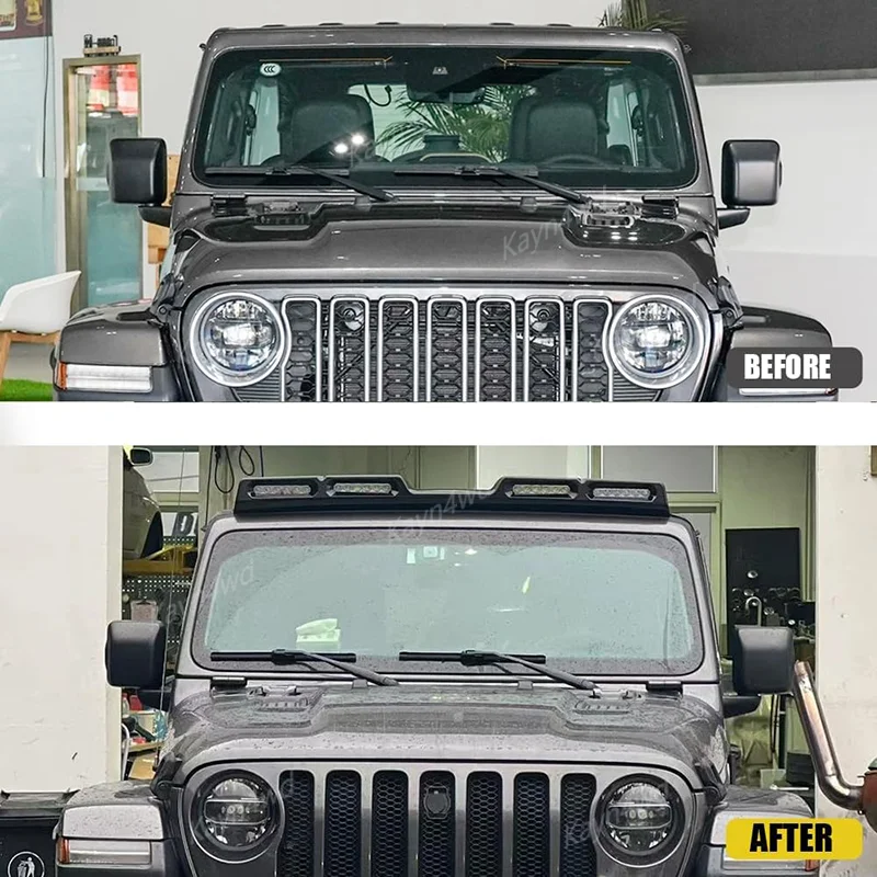 Off Road 4x4 Exterior Aceessories Roof Lights Top LED Light Bar Spotlights Fits For 2018-2025 Jeep Wrangler JL with 4 LED DRL - view 3