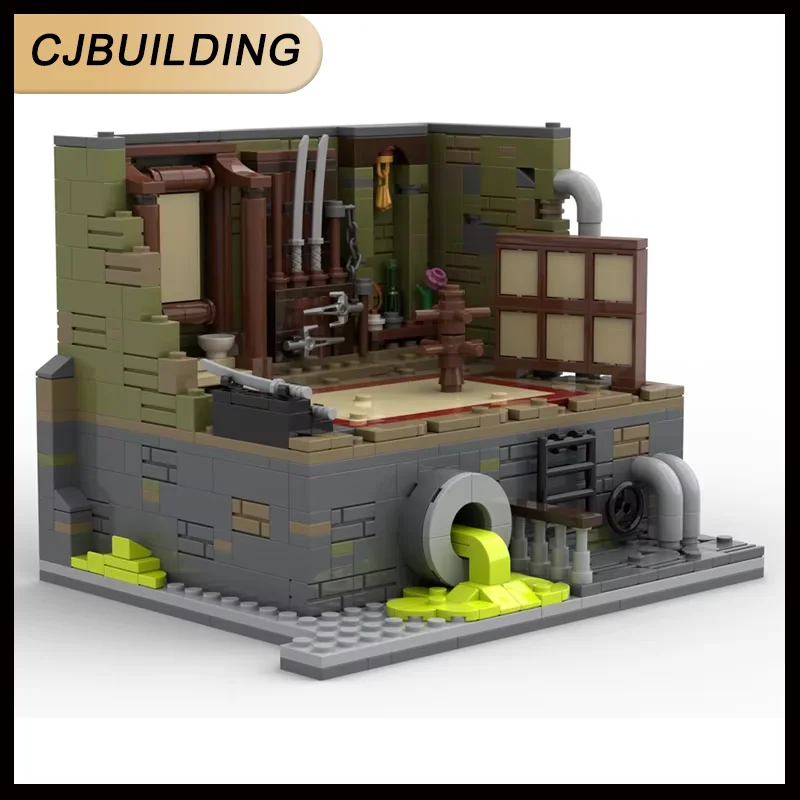 695PCS MOC Movie Scene Sewer Dojo Diorama Addon Model DIY Assembly Building Block Assembling Brick Toys MOC-258699
