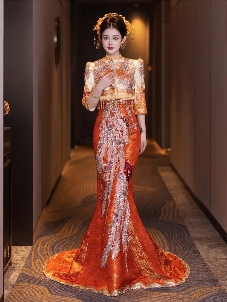The new Guahuang Chinese-style heavy industry toasting dress