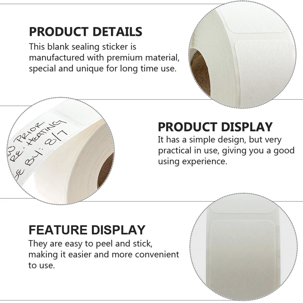 

Sealing Sticker 2 Rolls DIY Label Tabs Rectangle Self Adhesive for Food Student Present Envelope Practical Long Use Easy Peel