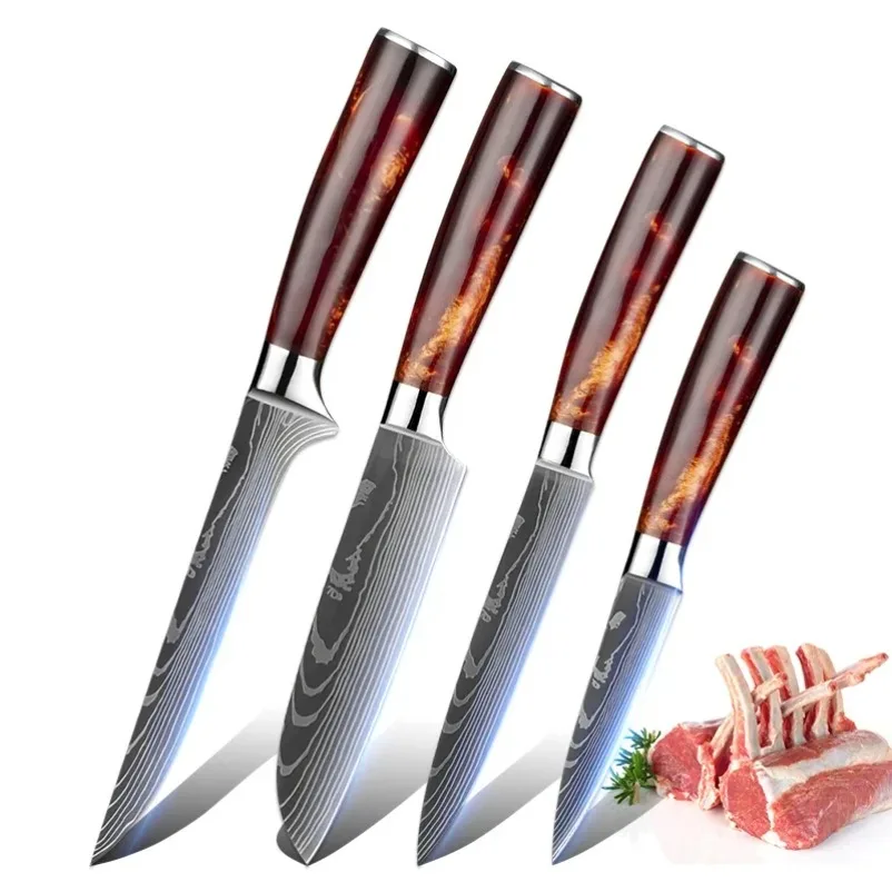 

Utility Stainless Steel Chef Knife Resin Handle Kitchen Knives Slicing Fish Cleaver Meat Vegetables Butcher Boning Knife Cleaver