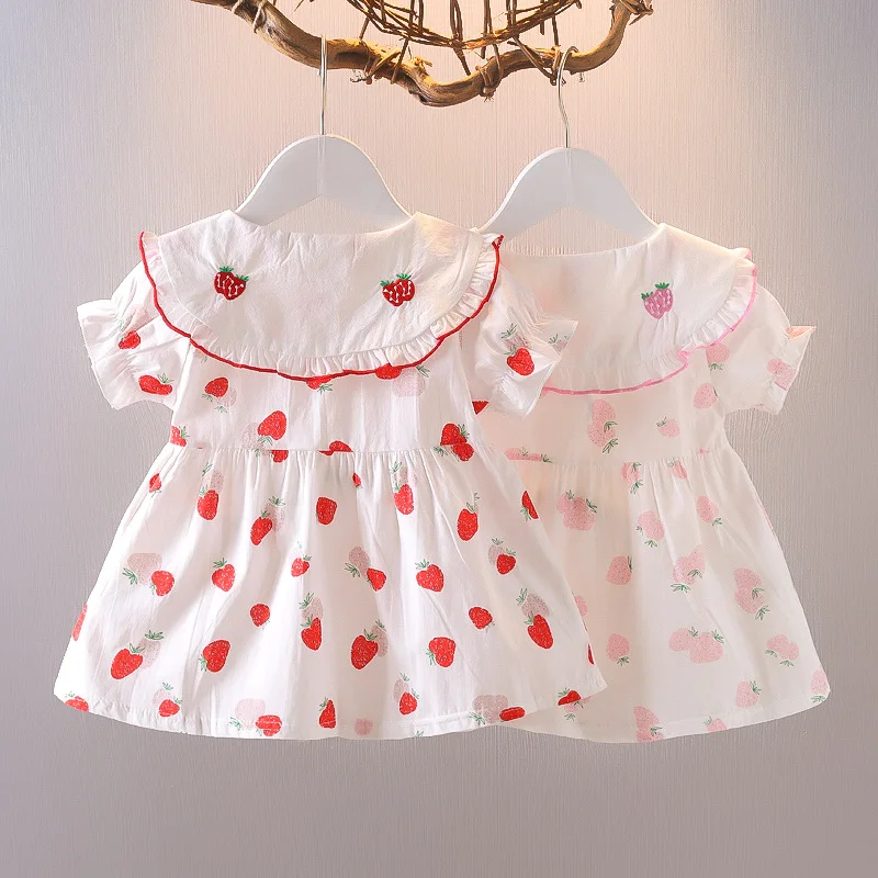2026 Baby Girl Princess Dress Summer New Strawberry Print Children'S Clothing (9 Months -3 Years Old)