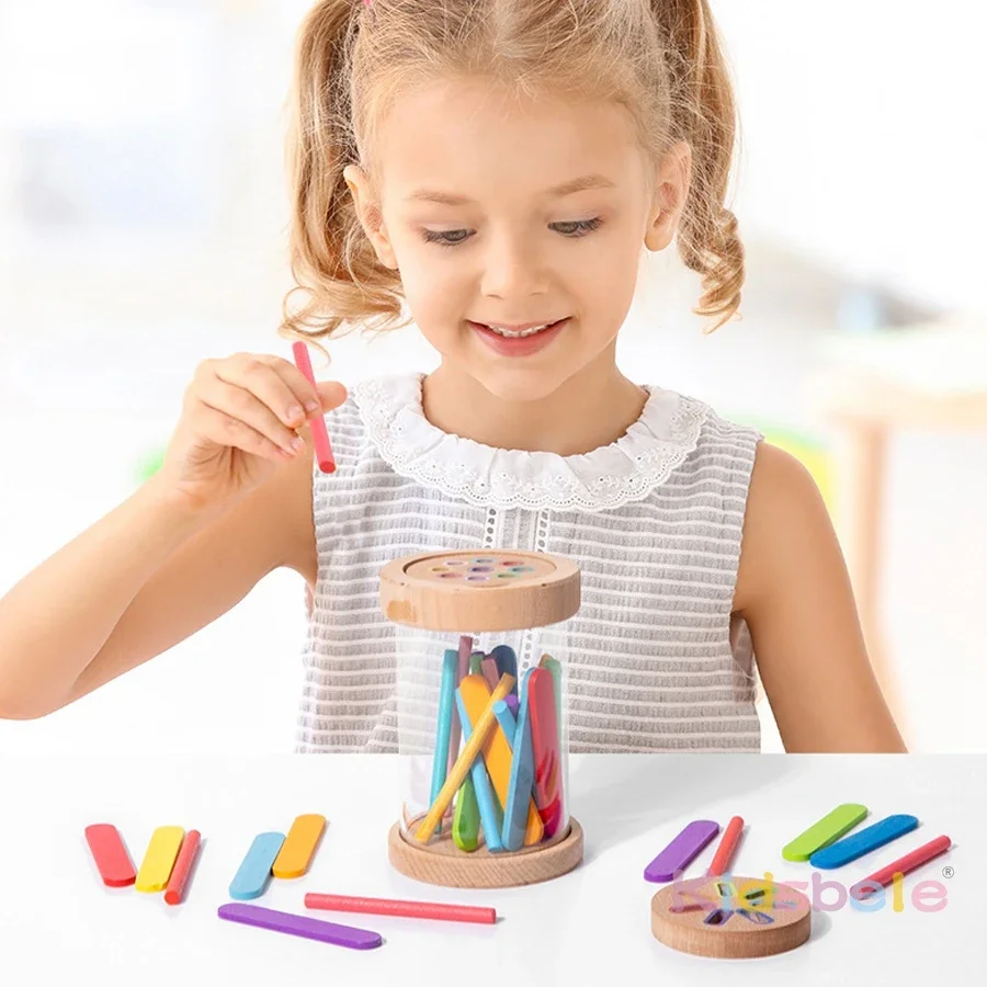 Montessori brinquedos de classificação de cores de madeira para crianças habilidade motora fina para crianças jogo de aprendizagem sensorial educacional