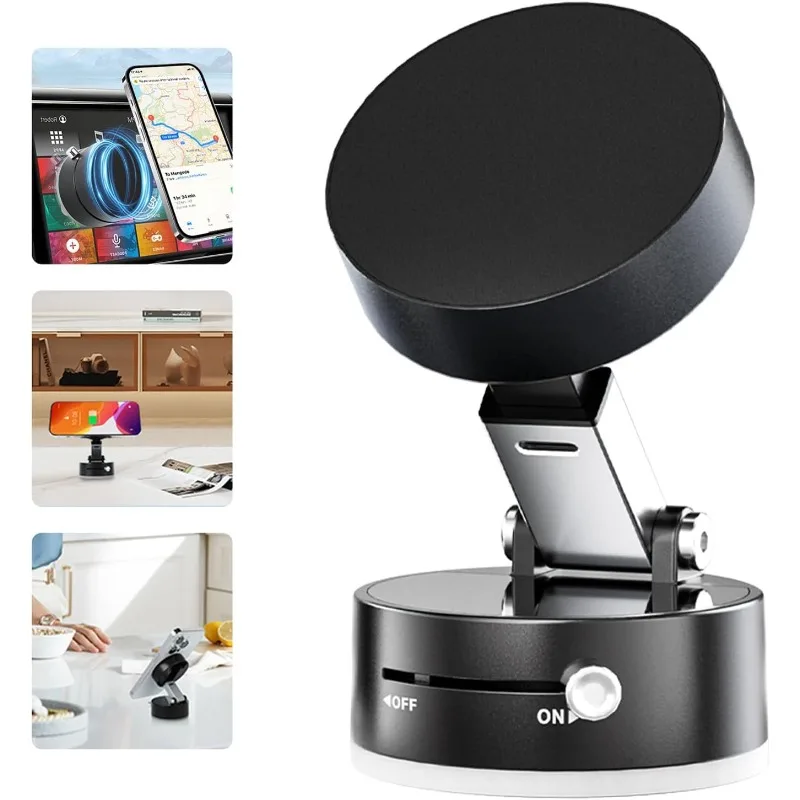 

Double Sided Magnetic Bracket Mobile Phone Vacuum Suction Cup Holder Foldable Desk Stand for iPhone Android Lazy Vacuum Holder