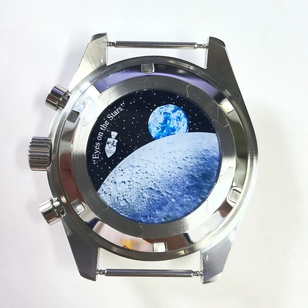 Нижняя крышка с лунным узором 37 мм, подходит для корпуса VK63, детали задней крышки из нержавеющей стали, детали часов, съемная нижняя крышка