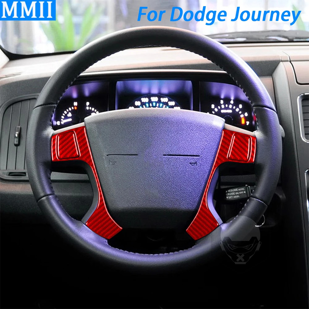 

Red Carbon Fiber Steering Wheel Panel Decorative Cover Car Interior Decoration Accessories Sticker For Dodge Journey 2009-2010