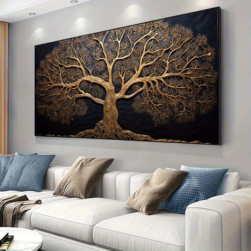 

2D Flat Frameless Modern Tree of Life Art Canvas Painting Art for Living Room Modern Canvas Poster for Bedroom Living Room Decor